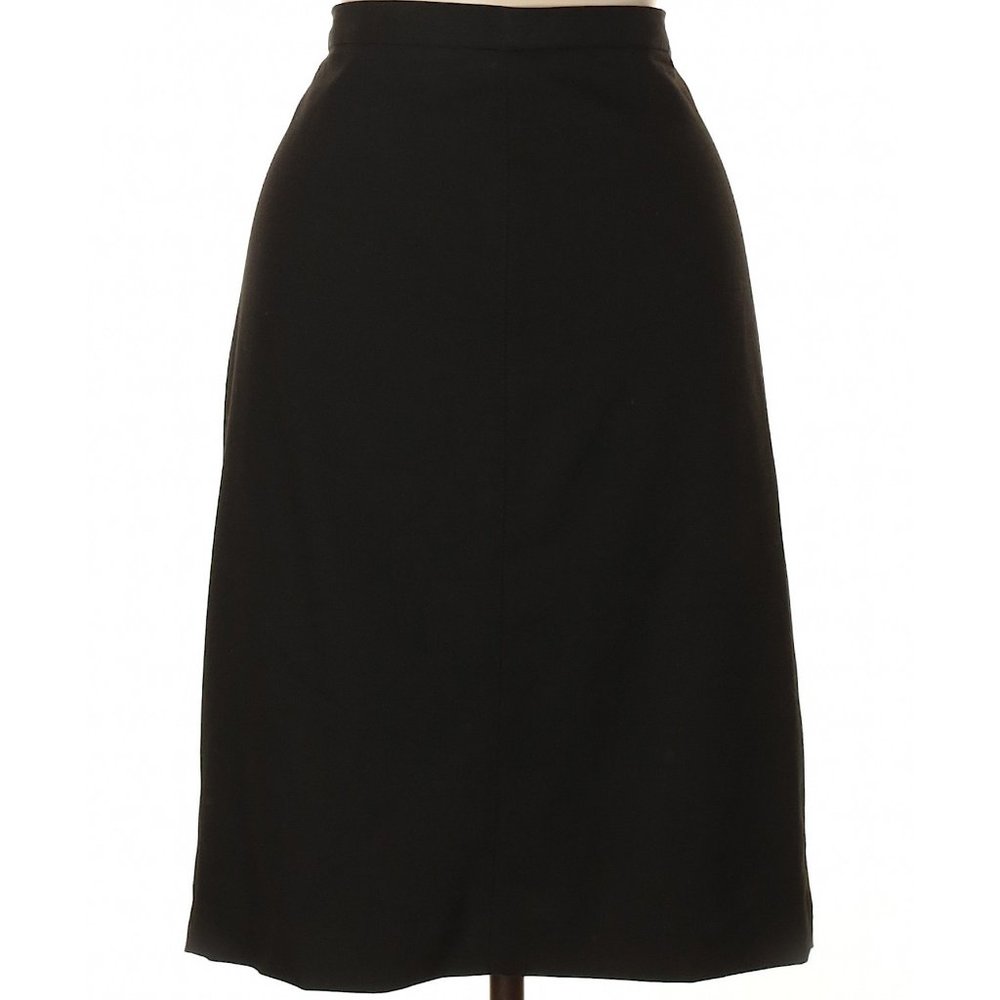 BCBGMAXAZRIA Skirt Black Work Midi Back Slit Knee Length Sz 6 $542